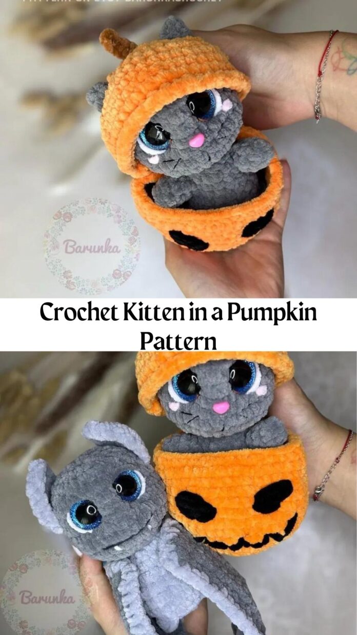 Crochet Kitten in a Pumpkin Pattern