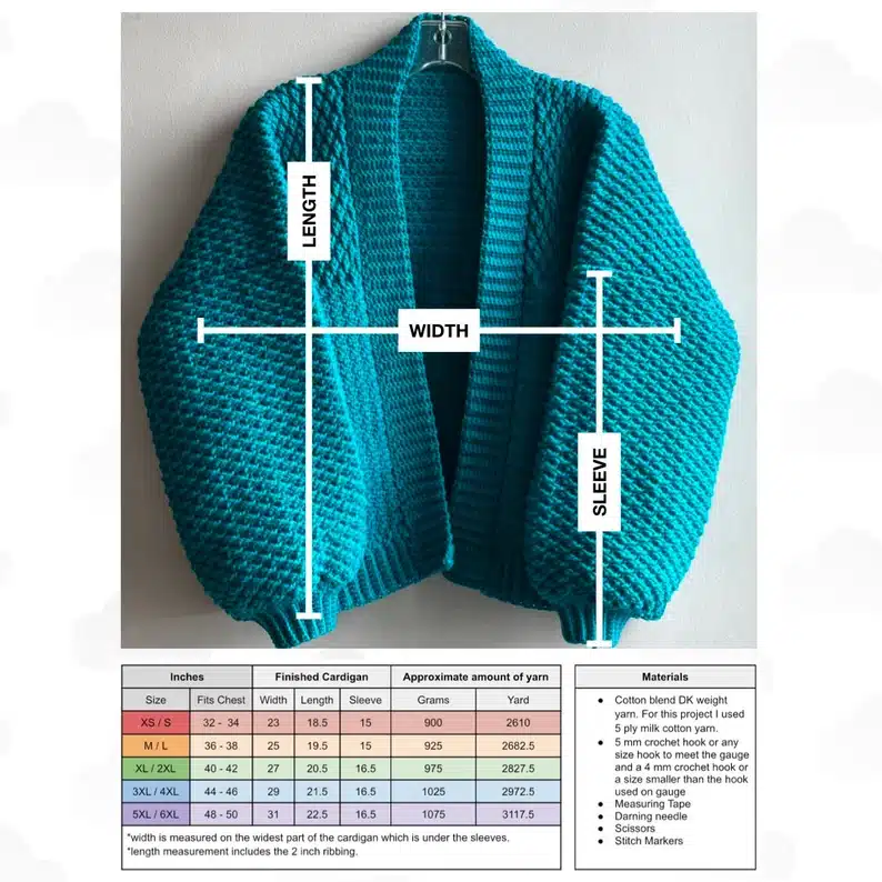 Cirrus Cloud Cardigan Crochet Pattern PDF