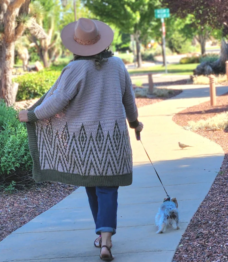 Diamond Drift Cardigan crochet pattern