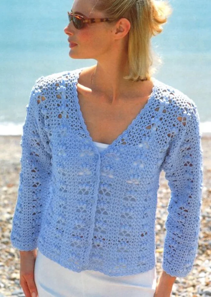 Easy Beginner Crochet Summer Popcorn Cardigan Pattern