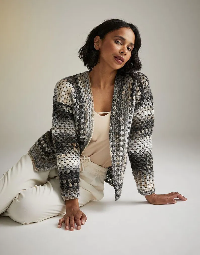 Granny Square Stitch Cardigan Crochet Pattern