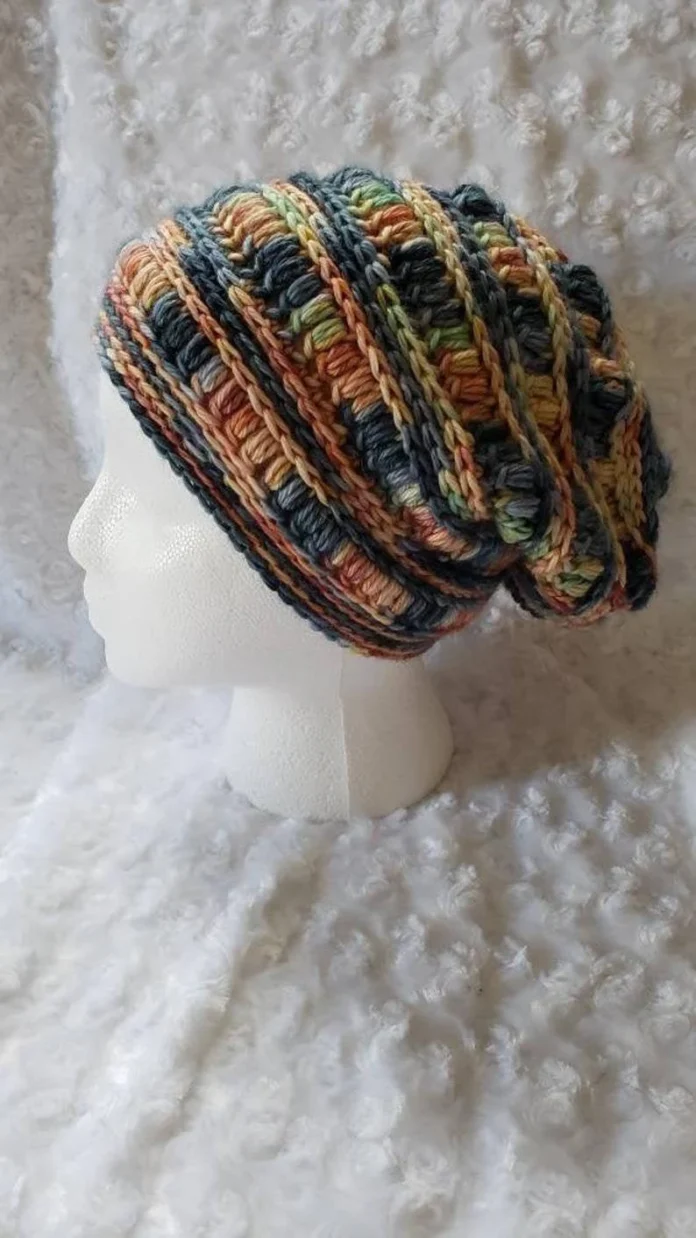 Puffy Ridges Slouchy Crochet Hat Pattern