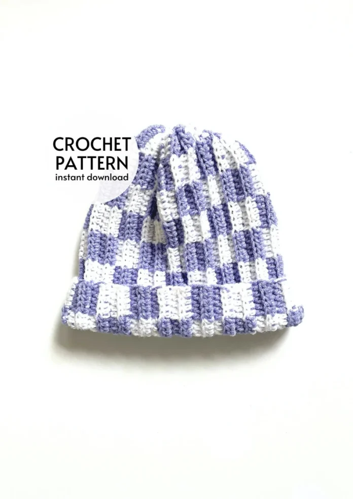 Stylish Checkered Beanie Crochet Pattern