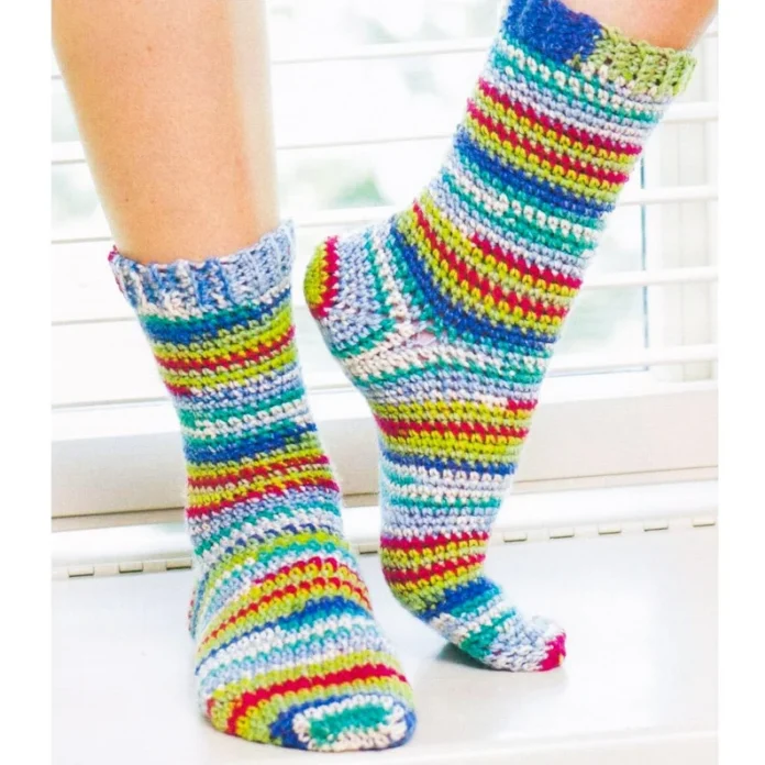 Crochet Stripy Socks Pattern