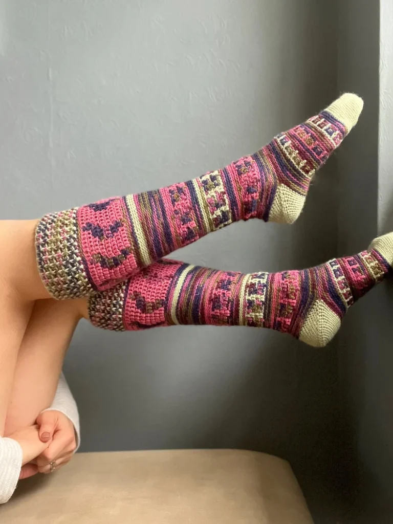 Hydrangea Mosaic Socks Crochet Pattern