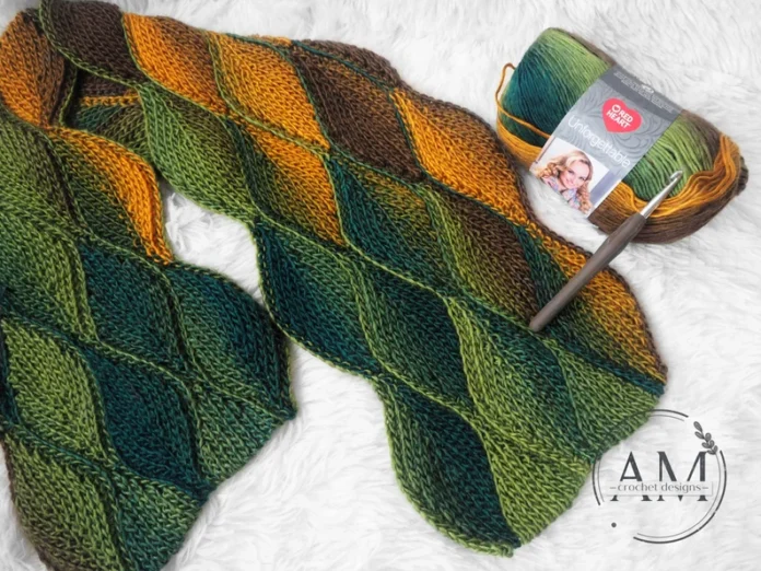 Leafy Knit-Look Scarf Crochet Pattern