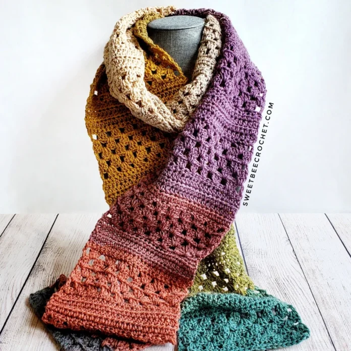 One Skein Granny Rows Scarf Crochet Pattern