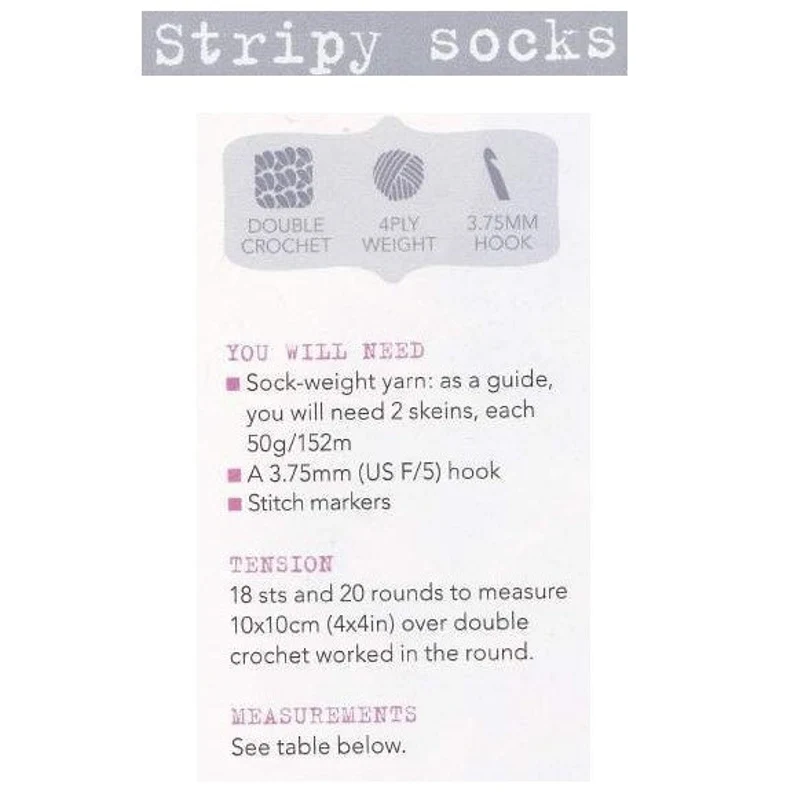 Crochet Stripy Socks Pattern