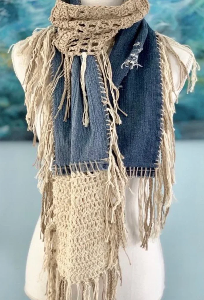 Upcycled Denim Crochet Scarf Pattern