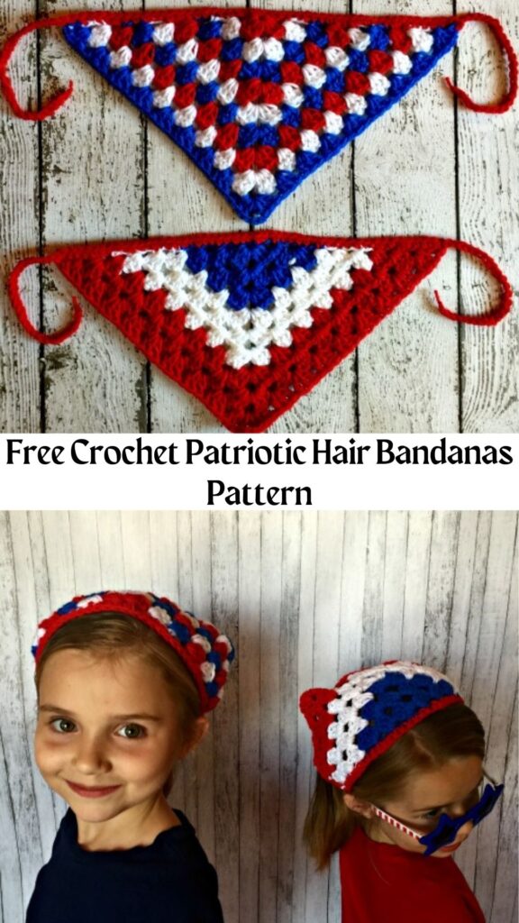 Free Crochet Patriotic Hair Bandanas Pattern