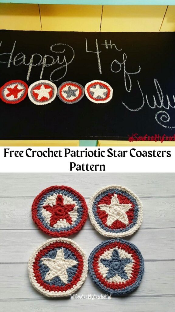 Free Crochet Patriotic Star Coasters Pattern