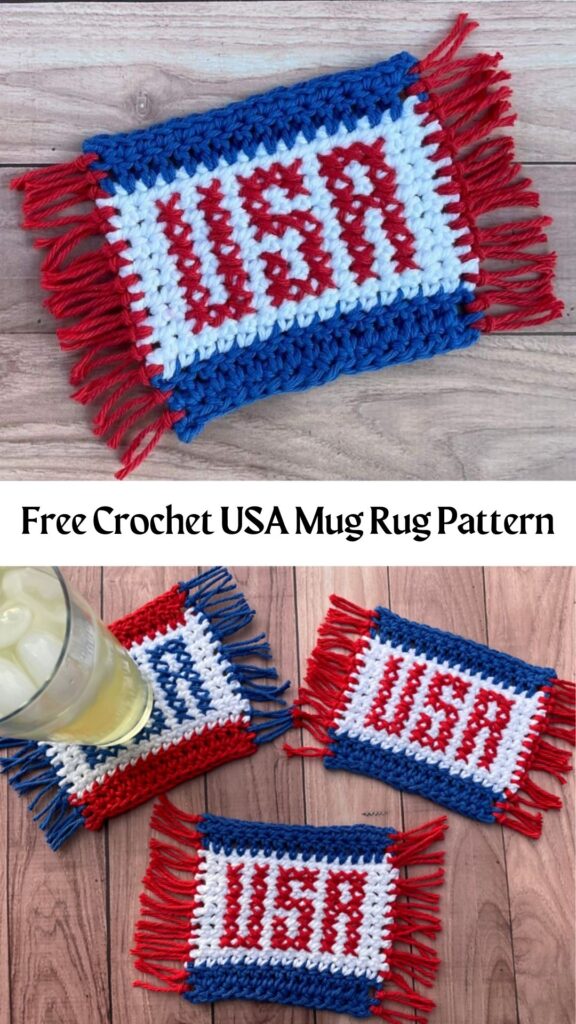 Free Crochet USA Mug Rug Pattern